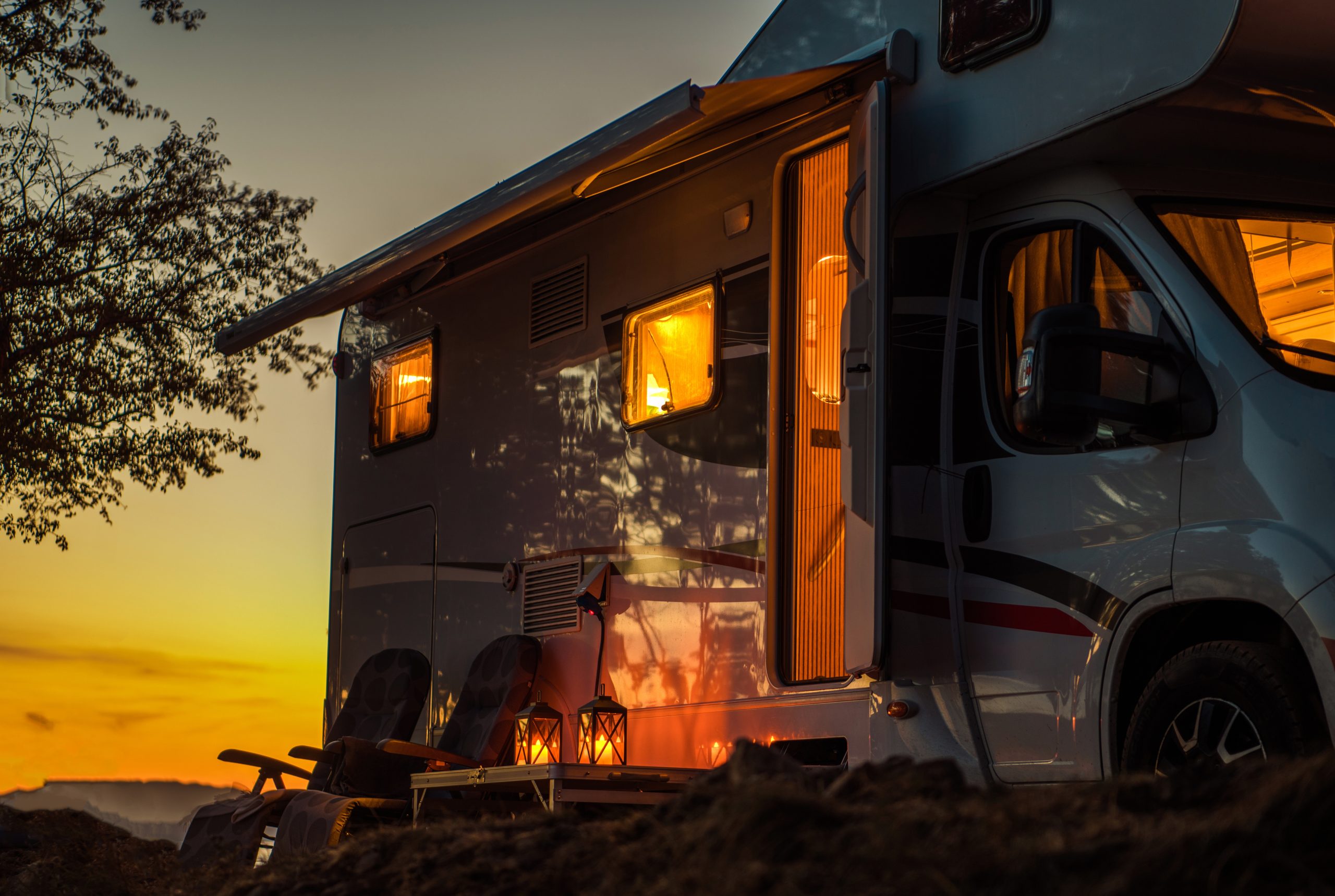 Scenic RV parked camping enjoying the RV after their RV inspection